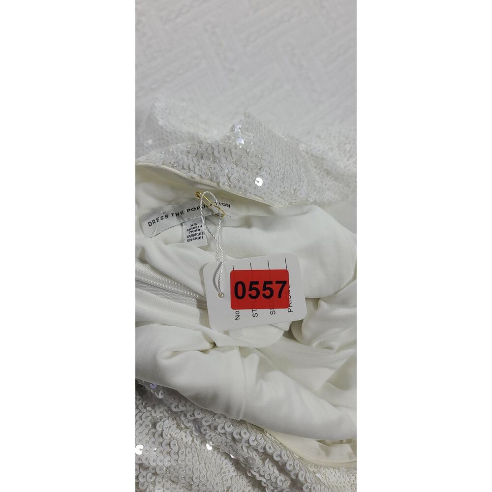 Dress the Population women's Emery white sequin midi dress Size XS graduation - Picture 12 of 12